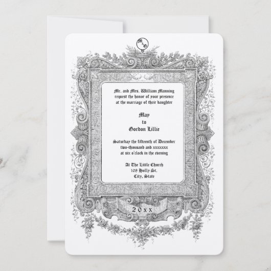 Ornate Victorian Era Scroll Frame Border Wedding Kaart (Voorkant)