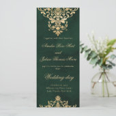 Ornate Victorian Green and gold Wedding Prorgam (Staand voorkant)