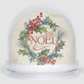 Ornate Vintage Style Noel Floral Snow Globe Sneeuwbol (Voorkant)