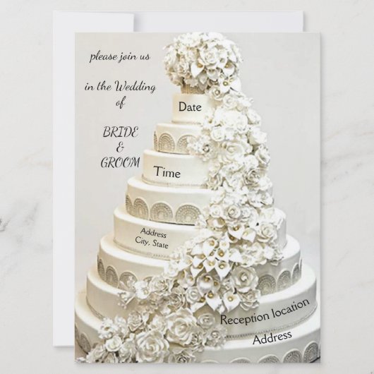“Ornate Wedding Cake” Trouw Uitnodiging (Voorkant)