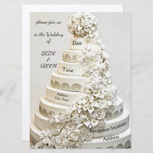 “Ornate Wedding Cake” Trouw Uitnodiging (Voorkant / Achterkant)