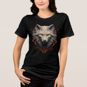 Ornate Wolf Face – Floral Fantasy Design Tri-Blend Shirt (Voorkant)