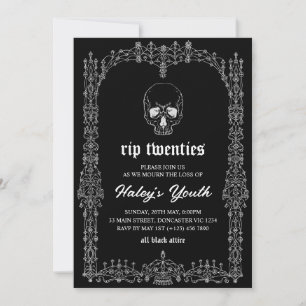 Ornate Zwart Wit RIP Twintigers 20s 30e Verjaardag Kaart
