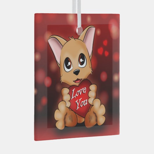 Ornement en Glas De puppy houdt van je Glas Ornament (Voorkant Rechts)