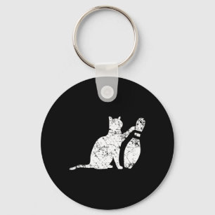 Ornery Alley Cat Tipping Bowling Pin Fun Team Gift Sleutelhanger