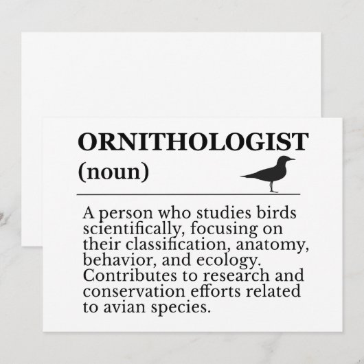 Ornithologist Definition - Vogelkunde (Birdwatchin Kaart (Voorkant / Achterkant)