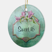 Ornment Roze Lilies Sweet 16 Keramisch Ornament (Links)