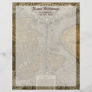 Oronce Fine 1531 Map Briefhoofd Sjabloon