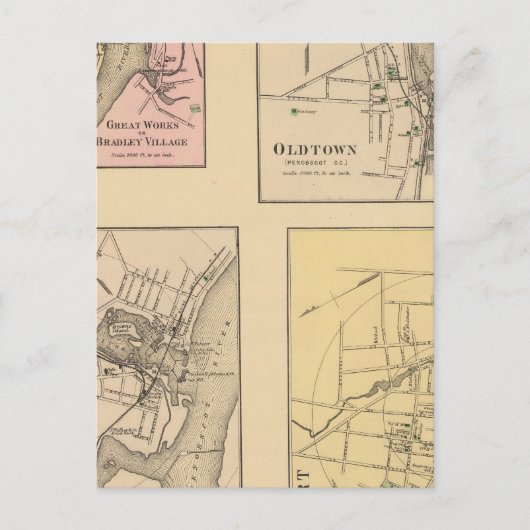 Orono, Great Works, Oldtown, Bucksport Briefkaart (Voorkant)