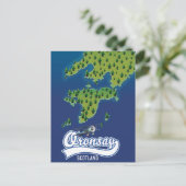 Oronsay Schotland eiland kaart (Staand voorkant)