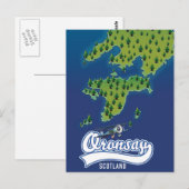 Oronsay Schotland eiland kaart (Voorkant / Achterkant)
