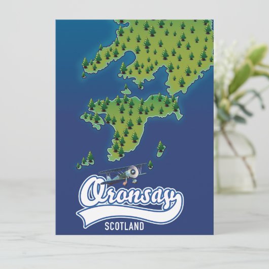 Oronsay Schotland eiland kaart  (Staand voorkant)
