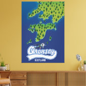 Oronsay Schotland eiland kaart  Canvas Afdruk (Insitu (Woonkamer))