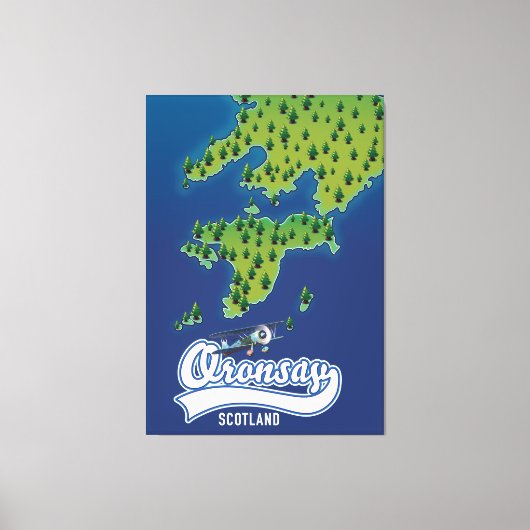 Oronsay Schotland eiland kaart  Canvas Afdruk (Voorkant)