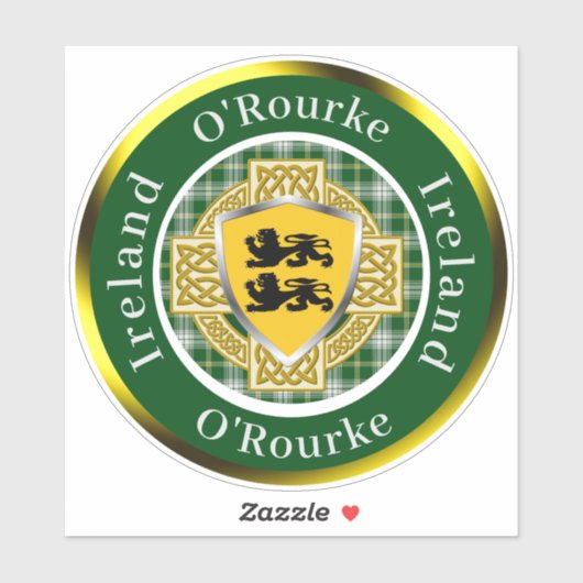 O'Rourke Irish Shield/Celtic Cross Personalized Sticker (Vel)