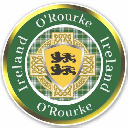 O'Rourke Irish Shield/Celtic Cross Personalized Sticker (Voorkant)