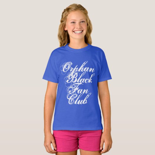 Orphan Black fanclub in rustiek script T-shirt (Voorkant volledig)