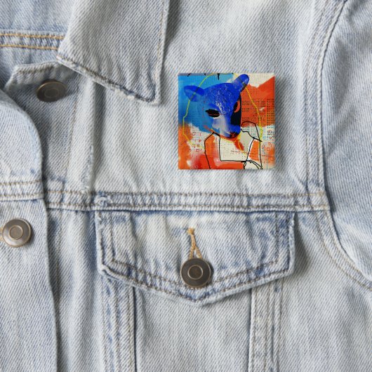 Orphan Black | MK - Sheep Mask Silhouette Vierkante Button 5,1 Cm (In situ)