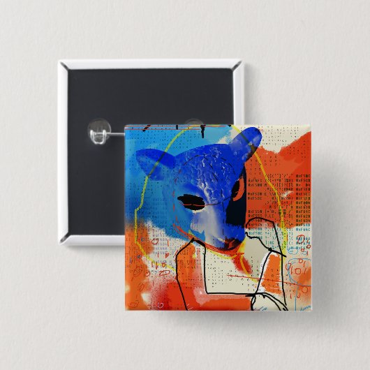 Orphan Black | MK - Sheep Mask Silhouette Vierkante Button 5,1 Cm (Voorkant /achterkant)