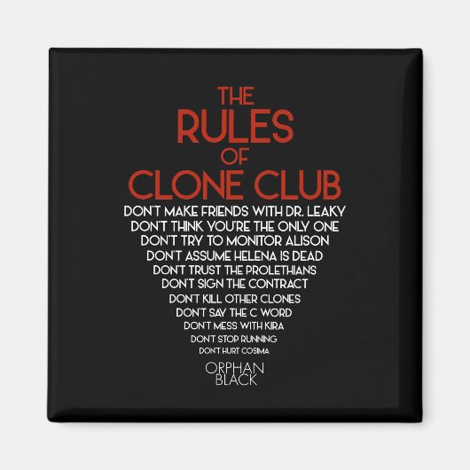 Orphan Black | Regels voor klonen Club Magneet (Voorkant)