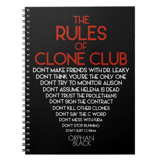 Orphan Black | Regels voor klonen Club Notitieboek (Voorkant)