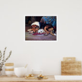 Orphan Dog met Collie -  Kunstafdrukken Poster (Keuken)