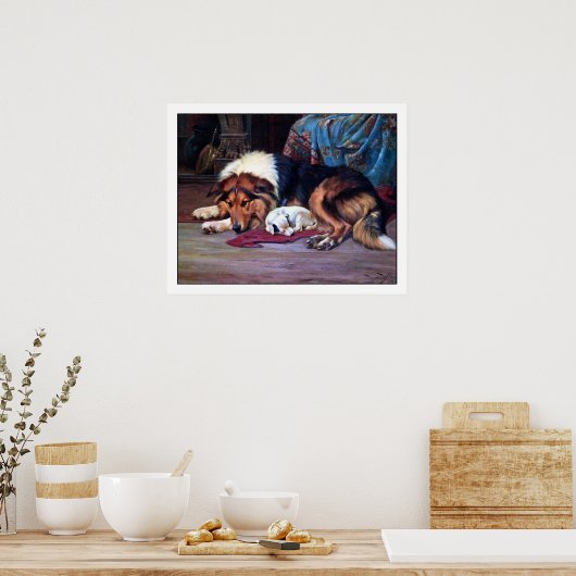 Orphan Dog met Collie -  Kunstafdrukken Poster (Keuken)