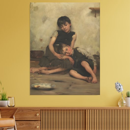 "Orphans" by Thomas Kennington (1885) - London, UK Canvas Afdruk (Insitu (Woonkamer))