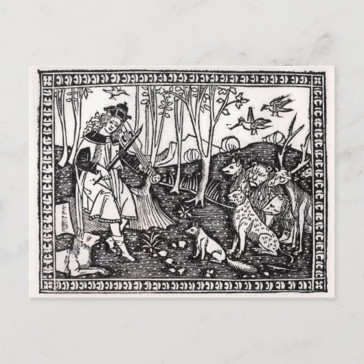 Orpheus die aan de dieren speelt, 1500 briefkaart (Voorkant)