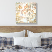 Orpheus die tegen de dieren speelt, Romeinse mozaï Canvas Afdruk (Insitu (Slaapkamer))