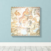 Orpheus die tegen de dieren speelt, Romeinse mozaï Canvas Afdruk (Insitu (Houten vloer))