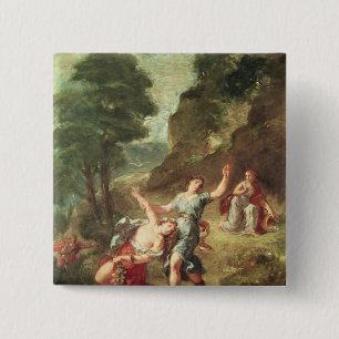 Orpheus en Eurydice, lente Vierkante Button 5,1 Cm
