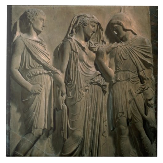 Orpheus, Eurydice en Hermes (marmer) Tegeltje (Voorkant)