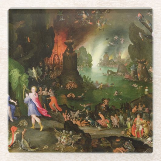 Orpheus met een Harp die aan Pluto speelt Glazen Onderzetter (Voorkant)