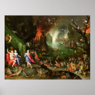 Orpheus met een Harp die aan Pluto speelt Poster