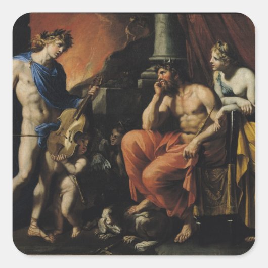 Orpheus voor Pluto en Persephone Vierkante Sticker (Voorkant)