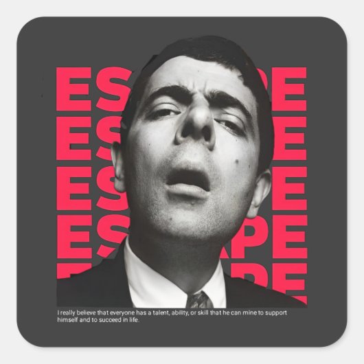Orphic Mr Bean Escape Design Vierkante Sticker (Voorkant)