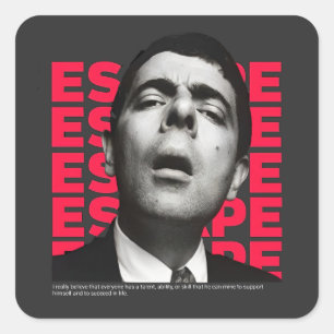 Orphic Mr Bean Escape Design Vierkante Sticker