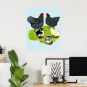 Orpington Blue Chicken Family Poster (Thuiskantoor)