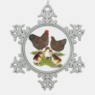 Orpington Jubilee Chicken Family Tin Sneeuwvlok Ornament