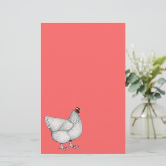 Orpington White Hen Briefpapier (Staand voorkant)