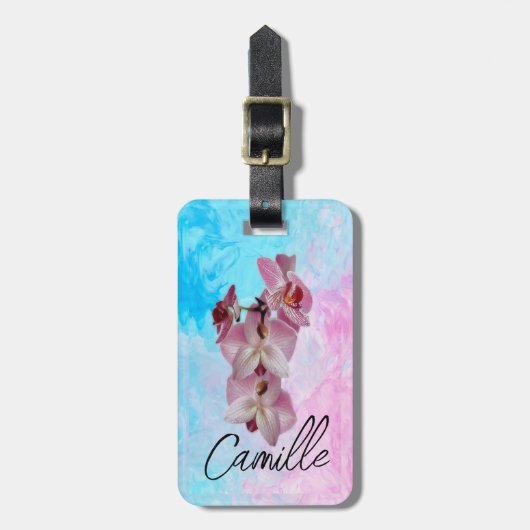 Orquídea, belleza en cada viaje, personalizado bagagelabel (Voorkant verticaal)
