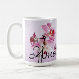 Orquídea rosa Taza personalizada: fotos/nombre Koffiemok