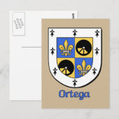 Ortega Family Heraldic Shield Briefkaart (Voorkant / Achterkant)