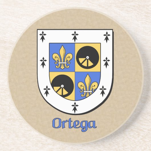 Ortega Heraldic Shield Zandsteen Onderzetter (Voorkant)