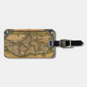 Ortelius 1570 Wereldkaart: Antieke Cartografie Bagagelabel