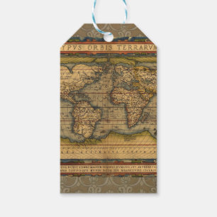 Ortelius 1570 Wereldkaart: Antieke Cartografie Cadeaulabel