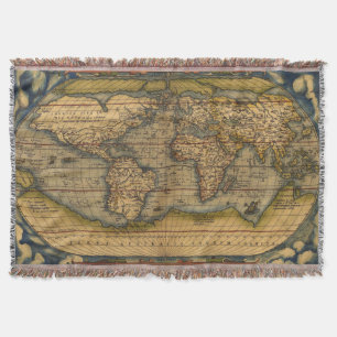 Ortelius 1570 Wereldkaart: Antieke Cartografie Deken