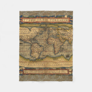 Ortelius 1570 Wereldkaart: Antieke Cartografie Fleece Deken