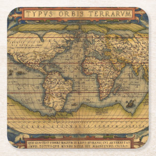 Ortelius 1570 Wereldkaart: Antieke Cartografie Kartonnen Onderzetters